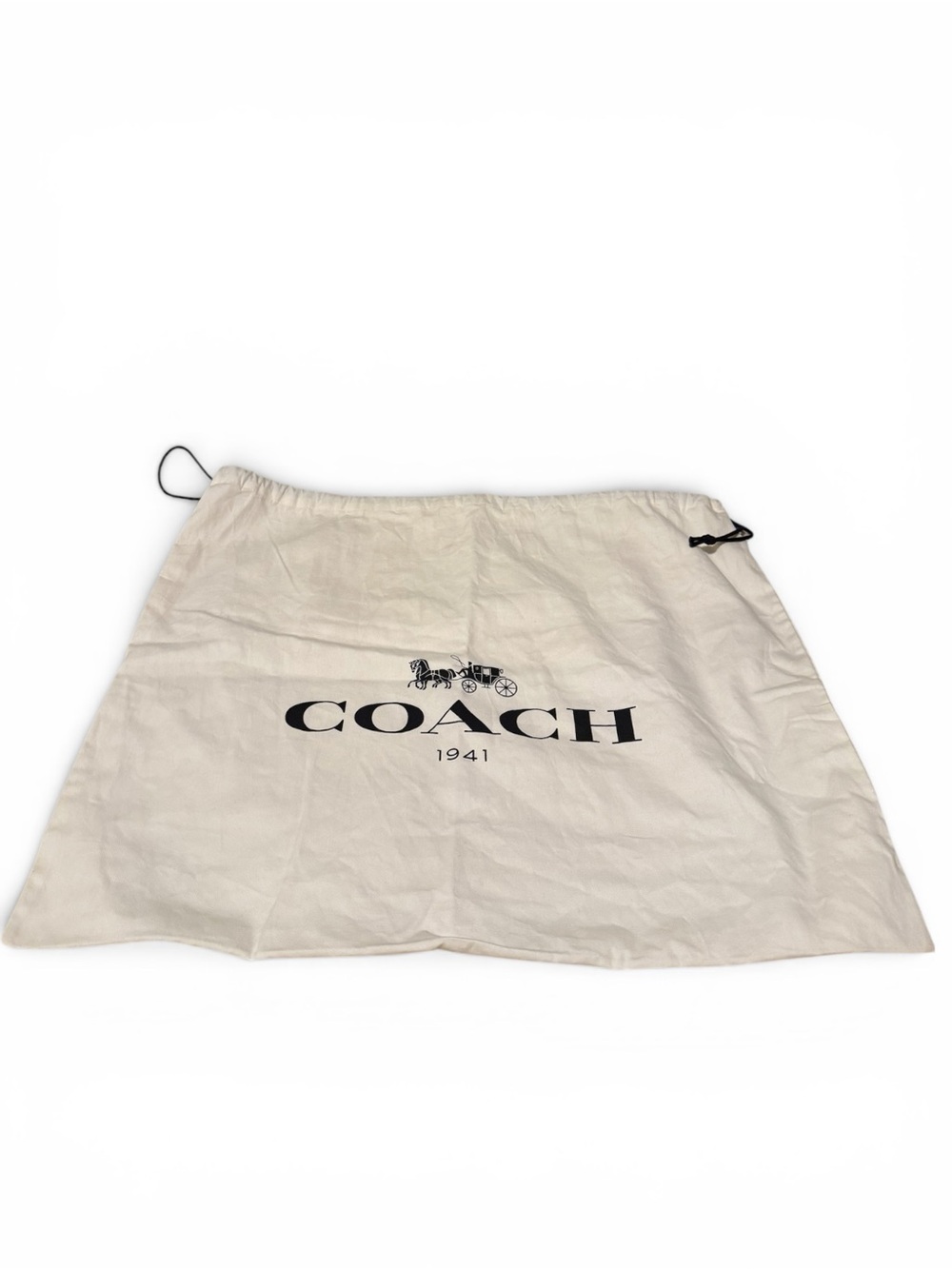 Coach Cream and Black Logo Drawstring Dust Bag
